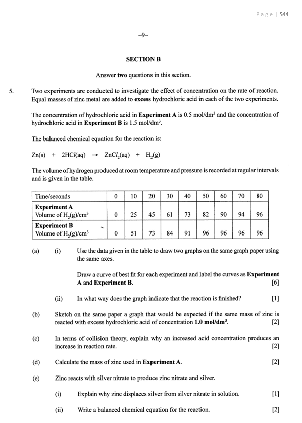 BGCSE Chemistry Workbook 2010 to 2024