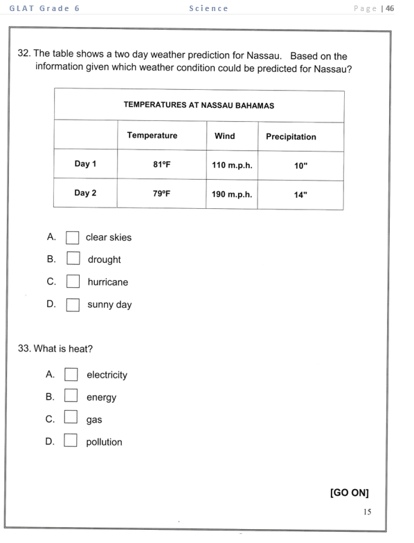 GLAT Grade 6 Science Workbook