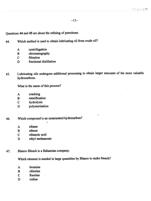 BGCSE Chemistry Workbook 2010 to 2022