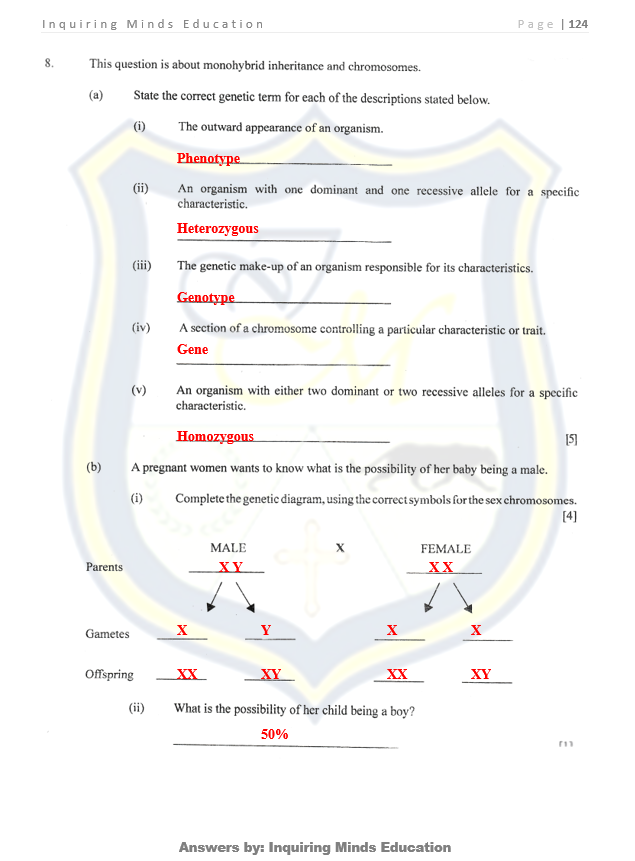 Answer Key: BGCSE Biology (2010-2022 papers 1,2 and, 3)