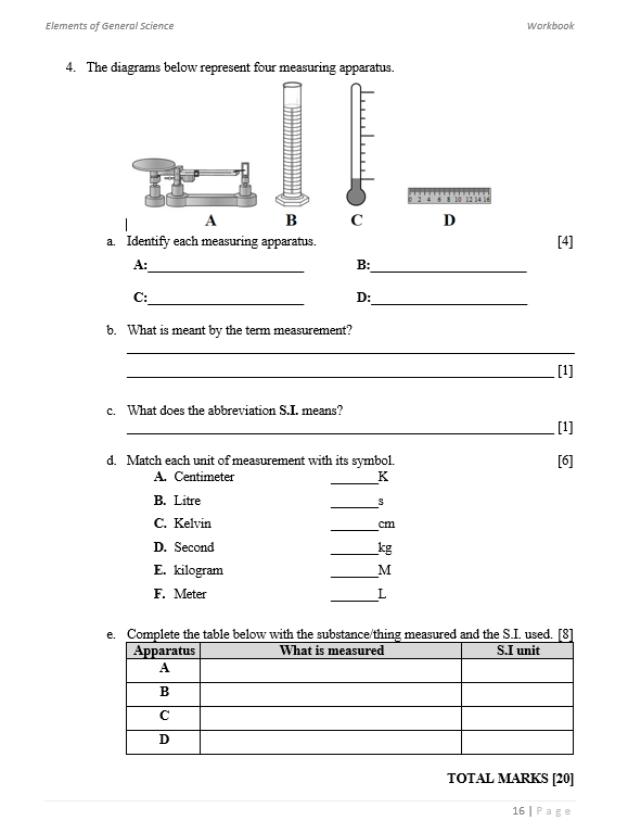 Elements of General Science Workbook