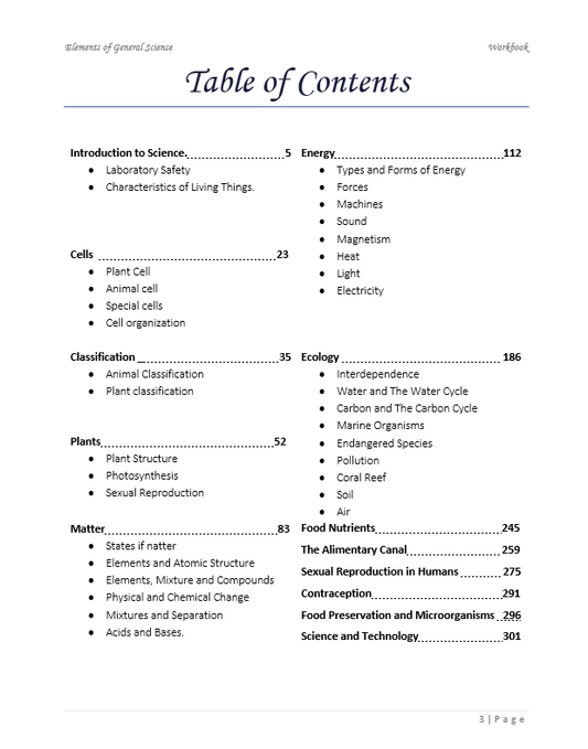 Elements of General Science Workbook