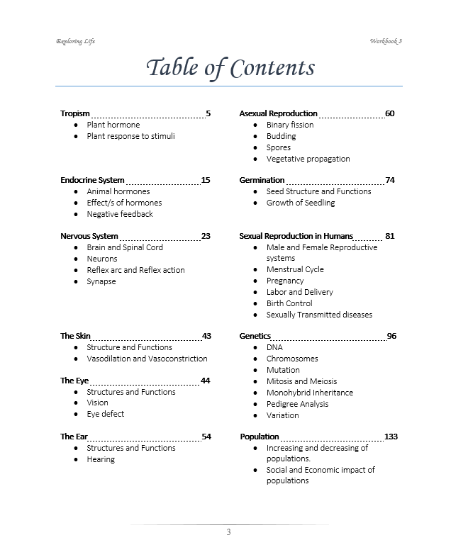 Exploring Life Workbook 3 (BIOLOGY)